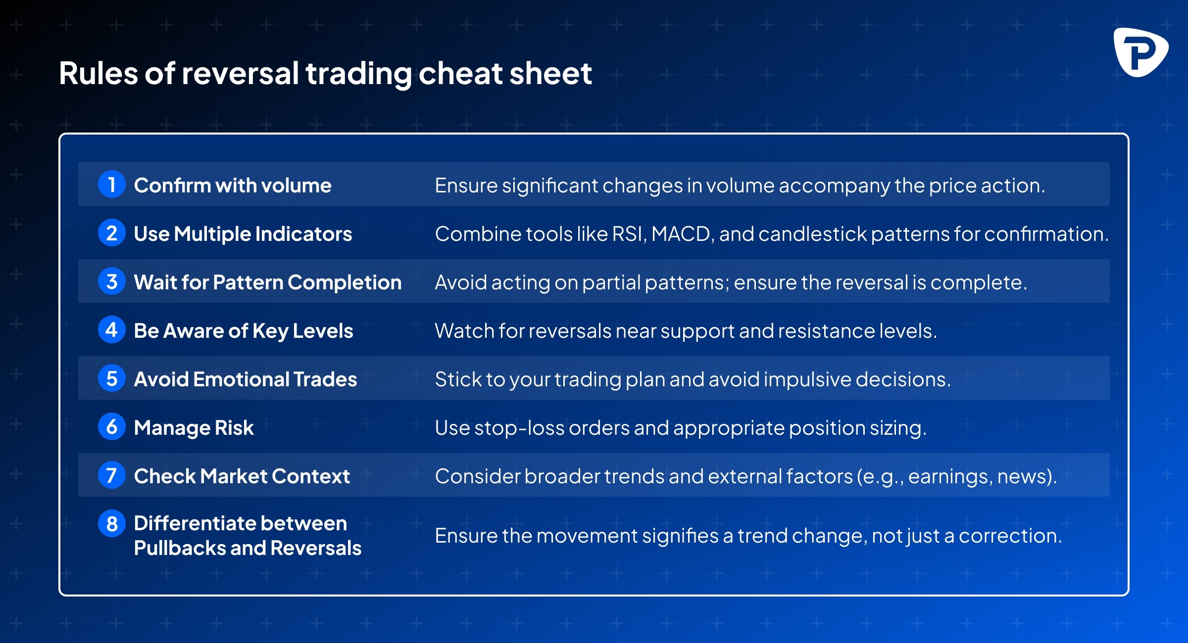 Rules of reversal cheat sheet